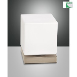 Lampada da tavolo BRENTA Forma di cubo, con sensore, dimmerabile IP20 Oro opaco, Bianco dimmerabile